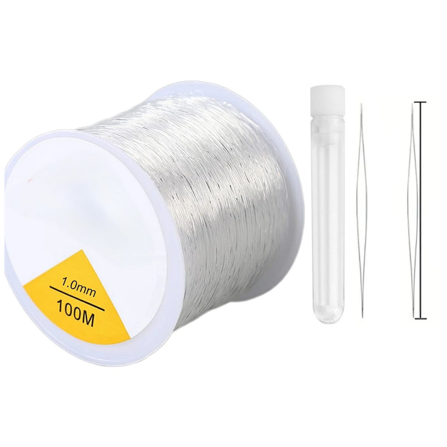 0.5mm Clear Elastic Stretch Cord 100M with Beading Needles for Bracelets and Jewelry Making