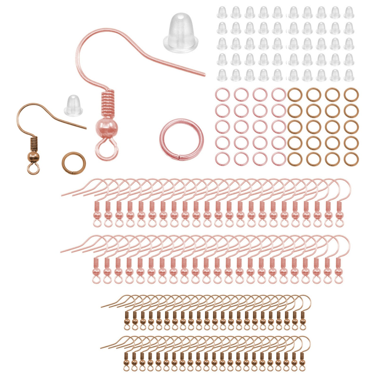 Hypoallergenic Earring Hooks Kit with Backs and Jump Rings for Jewelry Making, Pack of 600