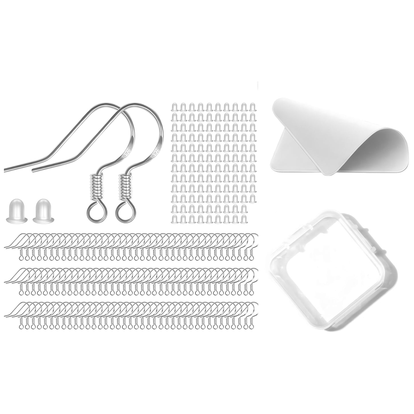 Hypoallergenic Earring Hooks Fish Ear Wires with Rubber Backs for Jewelry Making, Set of 120