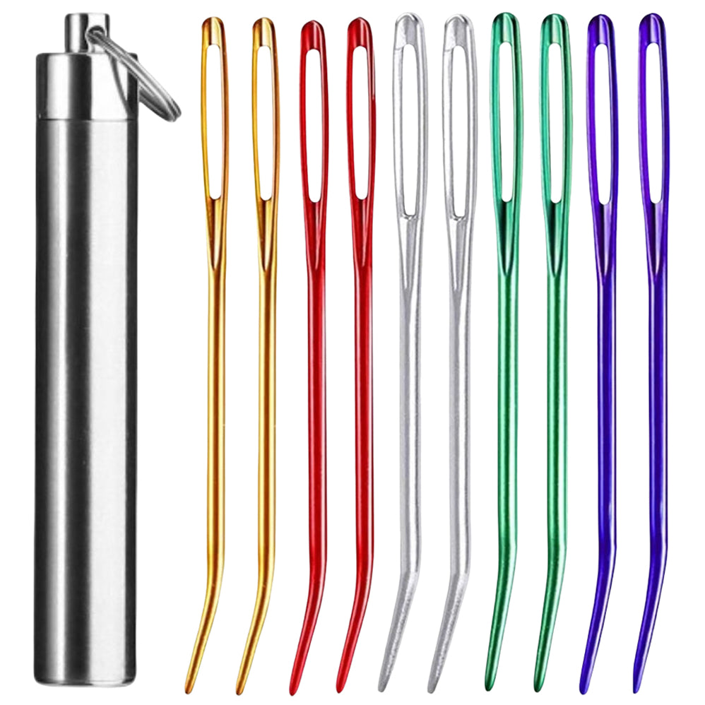 10pcs 2.8 Inch Large Eye Yarn Needles with Aluminum Storage Tube for Knitting and Crochet Projects