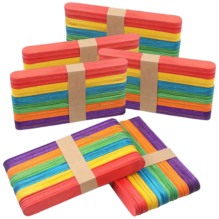 Jumbo 6 Inch Colored Wooden Popsicle Sticks Rainbow Craft Sticks for Kids Education Art and DIY Projects