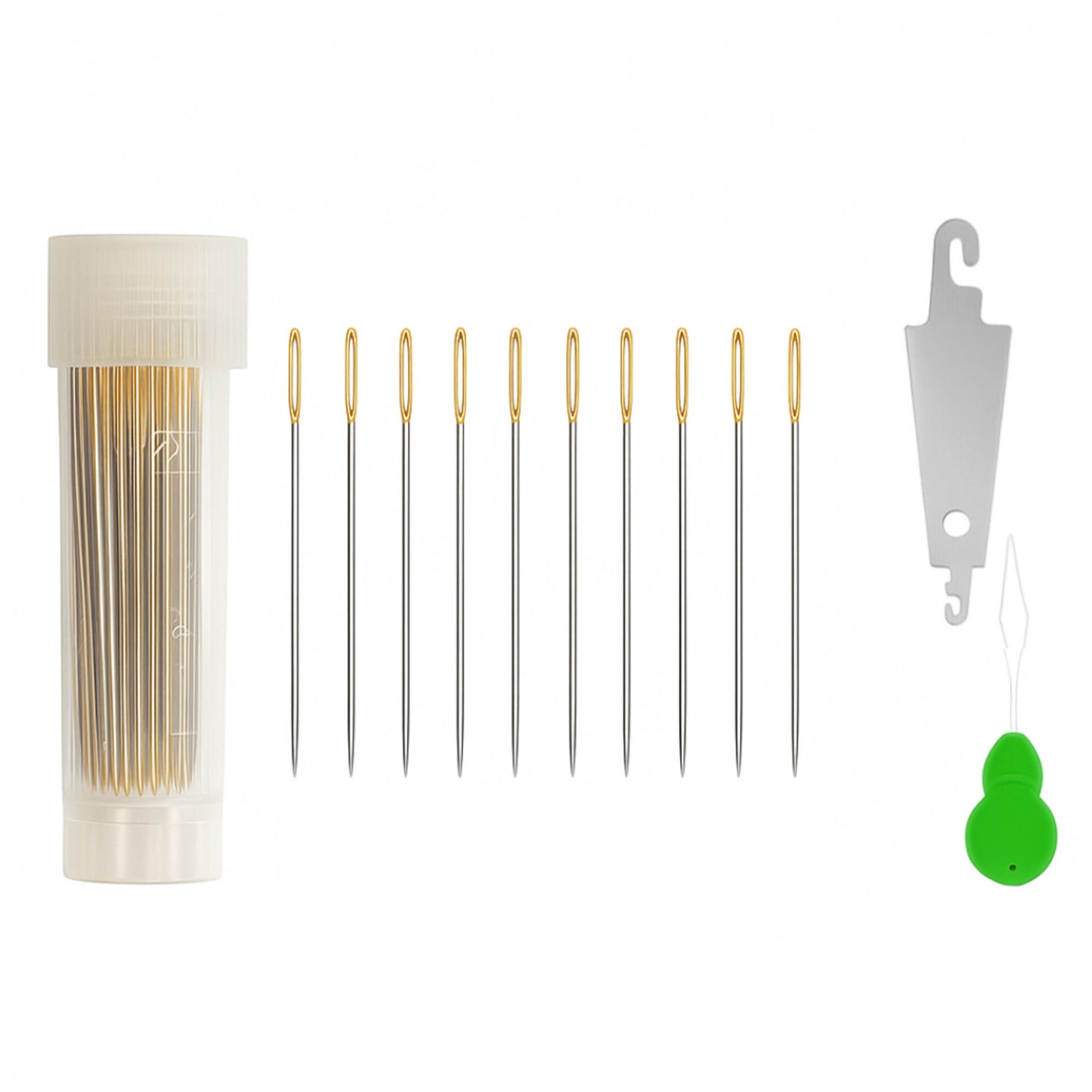 100 Pcs Gold Large Eye Cross Stitch Needles With 2 Needle Threaders Embroidery Sewing Needles Set