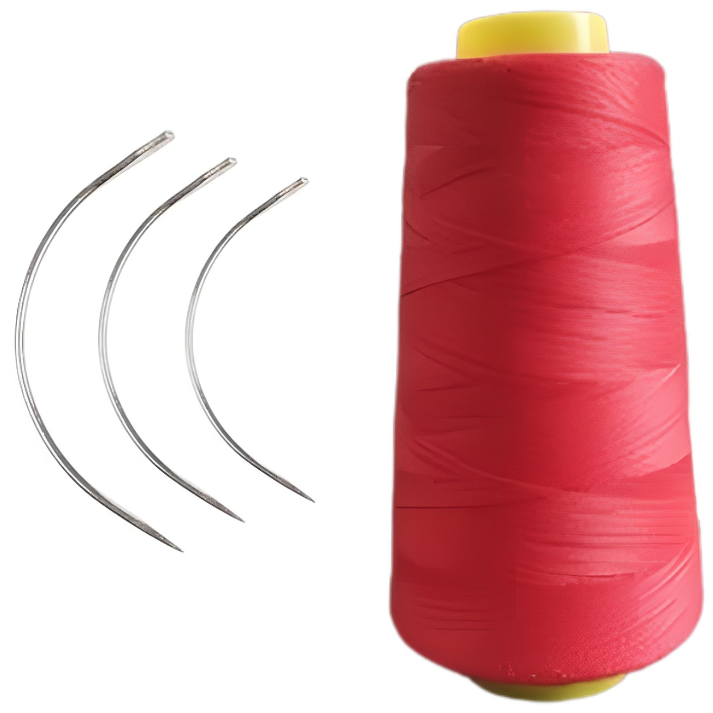 Thick Polyester Thread for Wig Making and Hair Extension Sewing with 3 Curved Needles