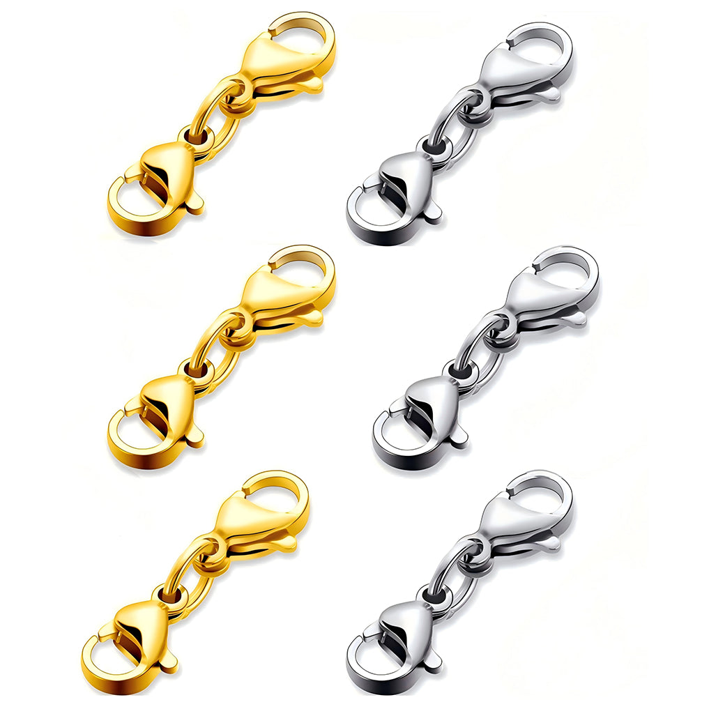 Double Lobster Claw Silver Necklace Extender Double End Bracelet Connector Alloy Jewelry Making Clasps