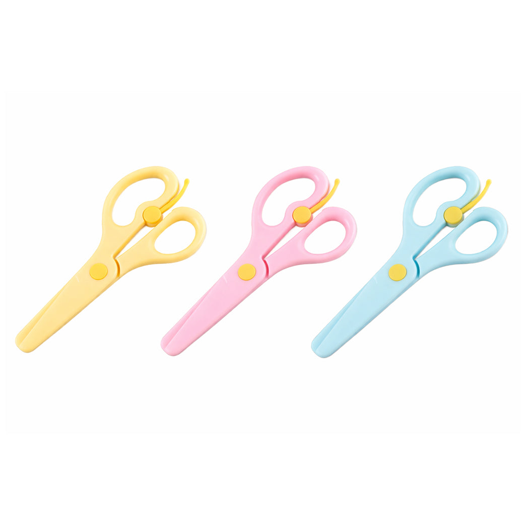 Kids Training Scissors Safety Scissors with Lever for Preschool Crafts and School Use, Pack of 3