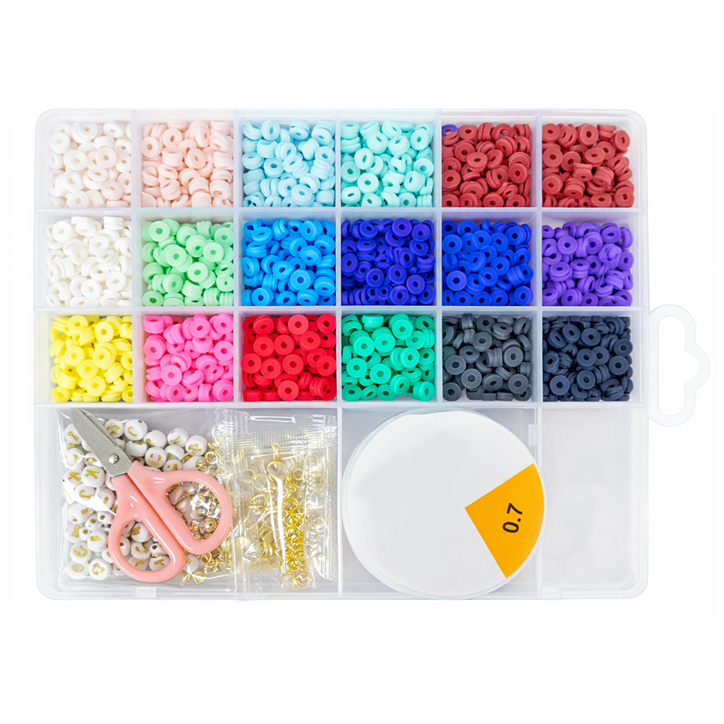 Clay Beads Bracelet Making Kit Flat Polymer Heishi Beads with Charms for Girls Friendship Jewelry