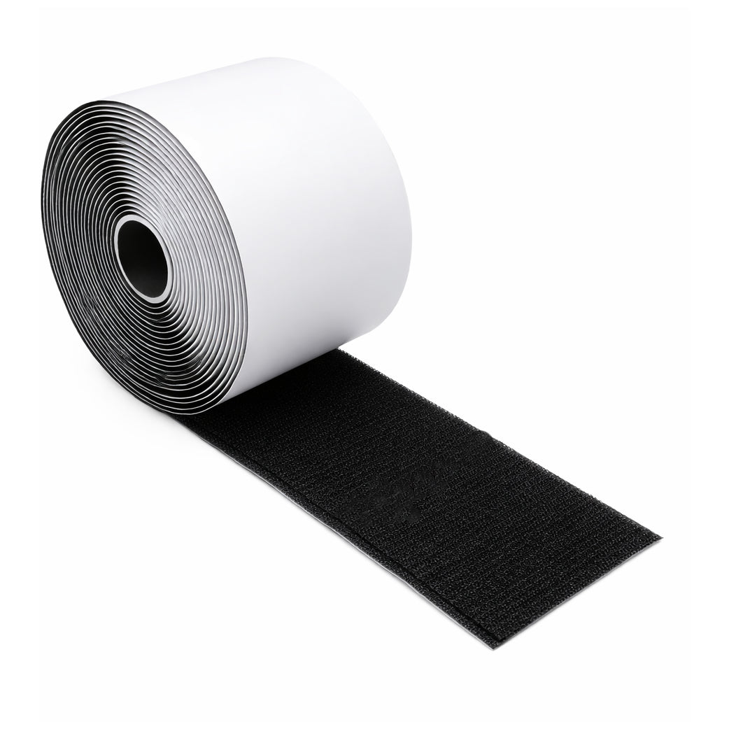 Heavy Duty Black Hook and Loop Adhesive Tape Strips 13.12 Feet Strong Interlocking Fastener Roll