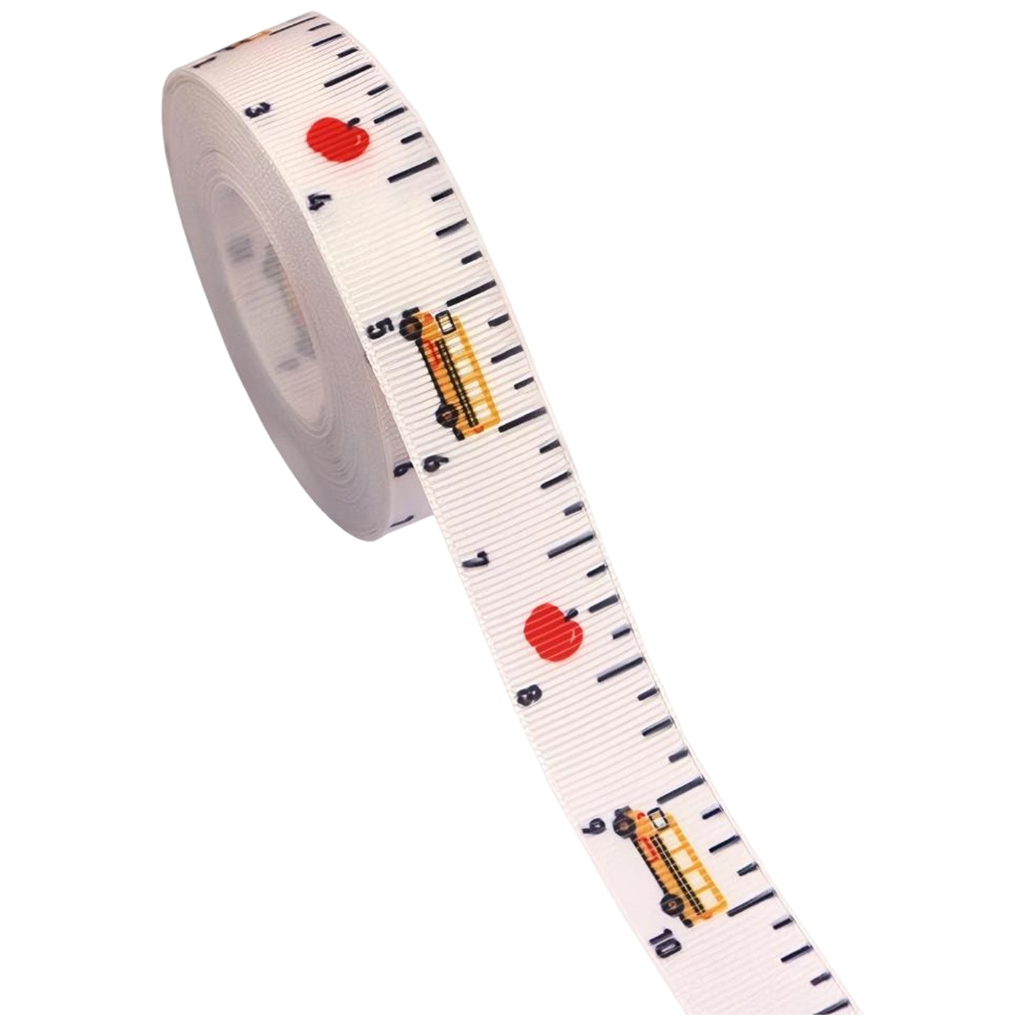 School Bus and Ruler Craft Ribbon 2 Inch 10 Yard Spool for Teacher Gifts and Back to School Crafts