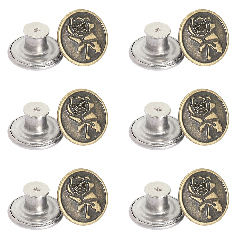20mm Replacement Jean Buttons With Metal Tack Rivet Caps for Denim Repair, Pack of 12 Set