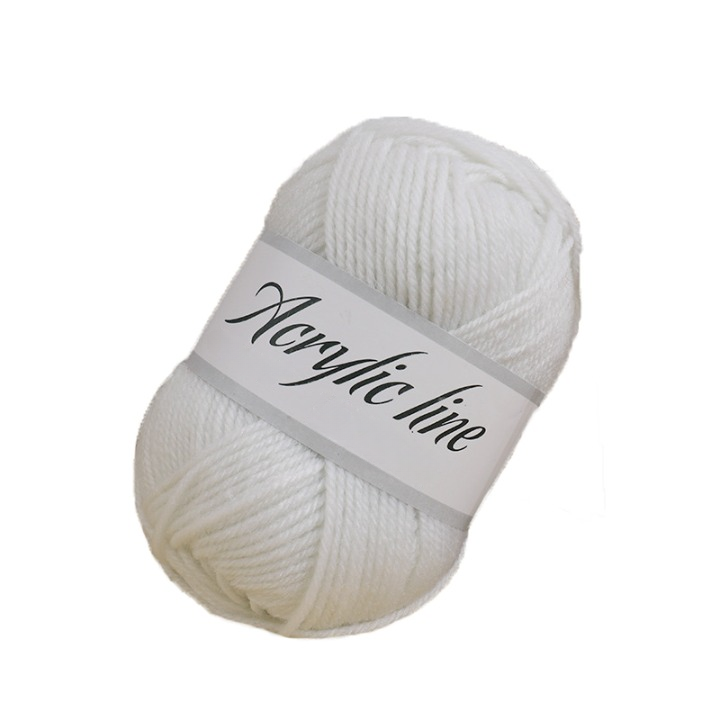 White Acrylic Yarn for Arts & Crafts, Knitting, Crochet,  #4 Worsted Weight (100 Yard Skein)