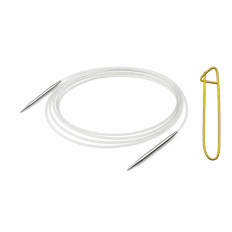 Stainless Steel Circular Knitting Needles with Stitch Holder for Hats Sleeves Scarves Baby Sweaters and Small Projects