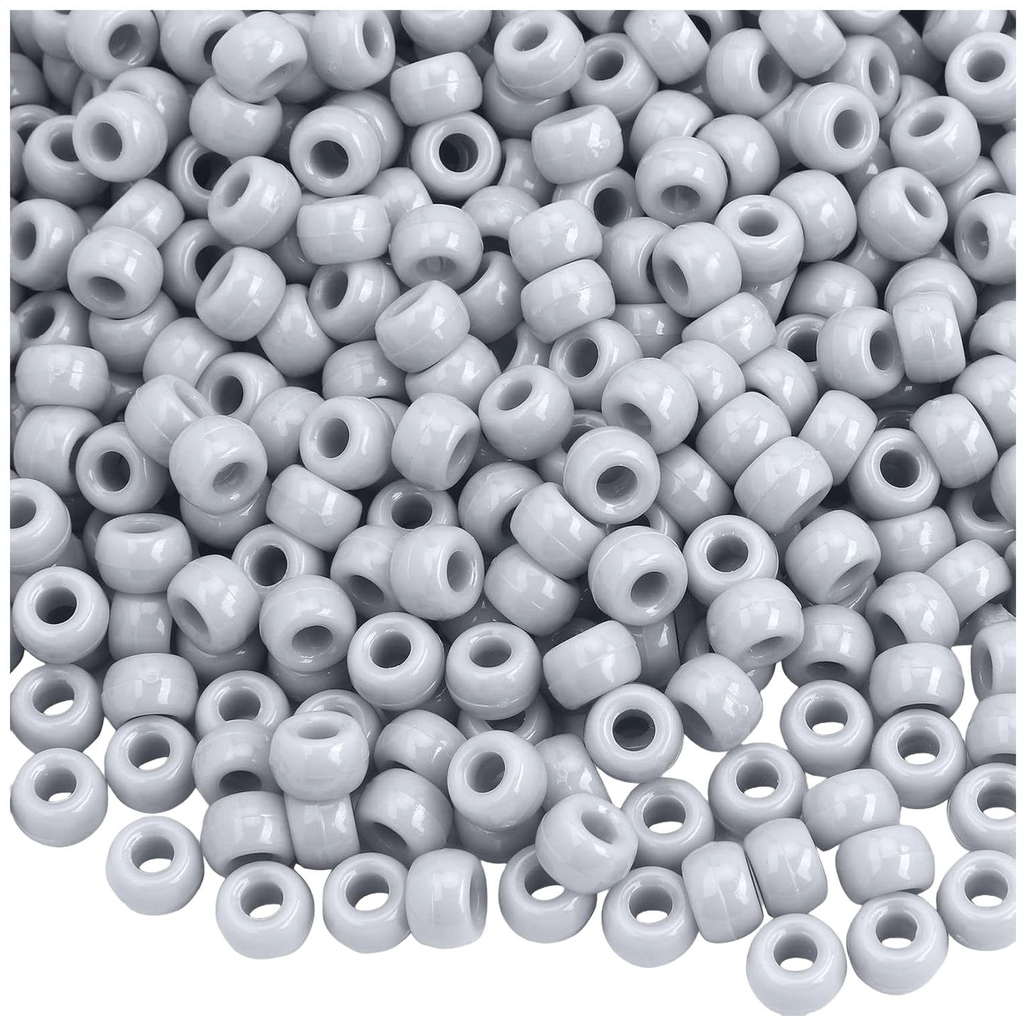 Plastic Pony Beads 6x9mm for Hair Braiding Bracelets Keychains and DIY Crafts, Pack of 300