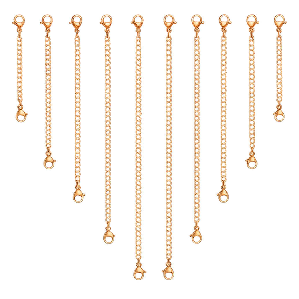 Stainless Steel Necklace Extender Chains for Bracelets Jewelry Making and Adjustable Necklace Length, Set of 10