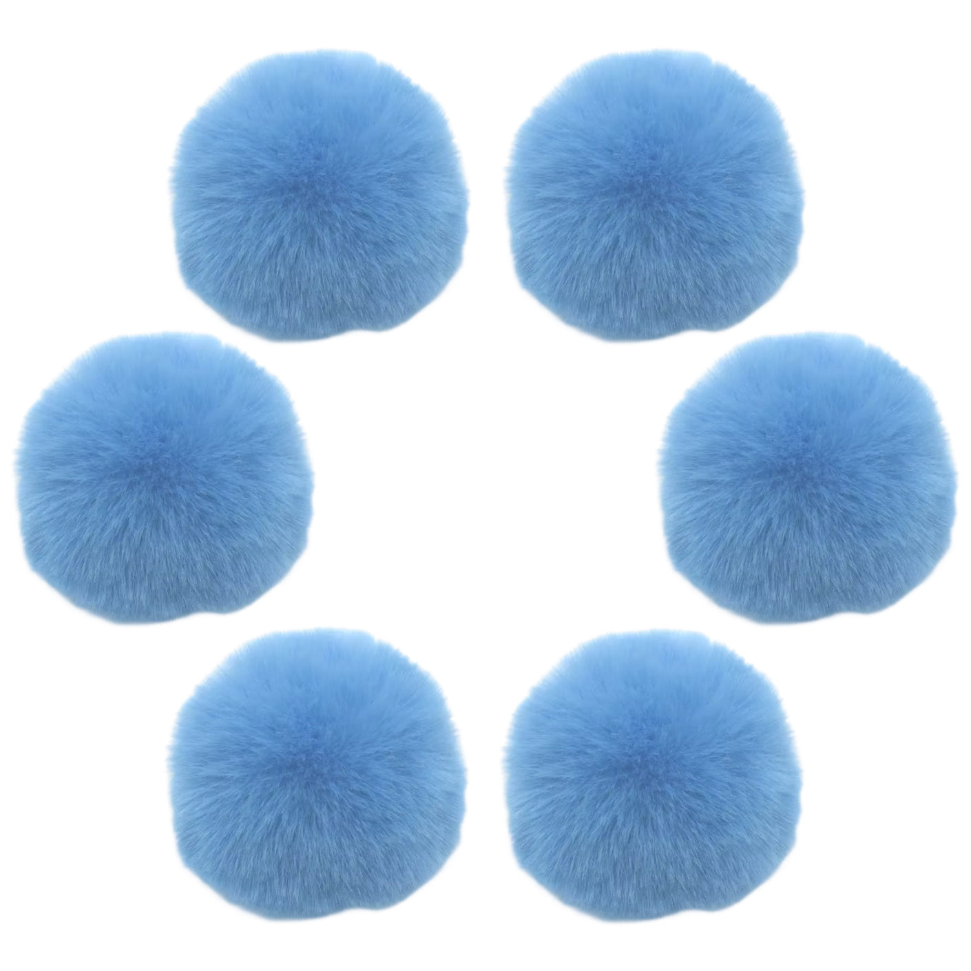 7.5cm Faux Rabbit Fur Ball for DIY Crafts, Keychains, and Decorations, 6-Pack
