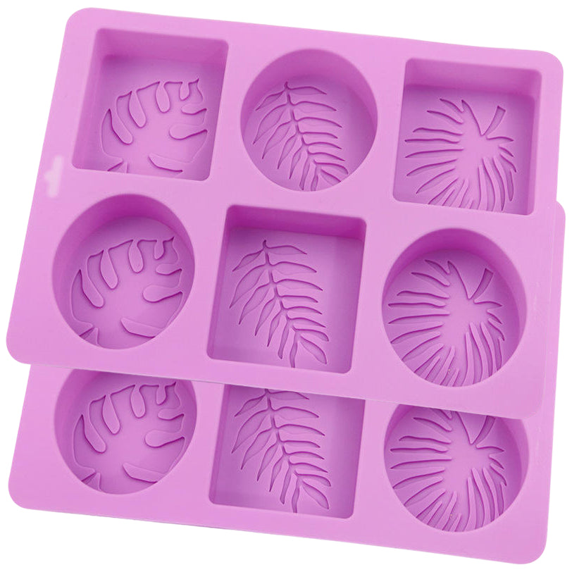 Silicone Soap Molds with 6 Cavities for DIY Soap Wax Chocolate Baking Crafts, Pack of 2