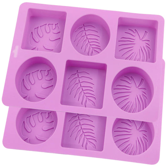 Silicone Soap Molds with 6 Cavities for DIY Soap Wax Chocolate Baking Crafts, Pack of 2