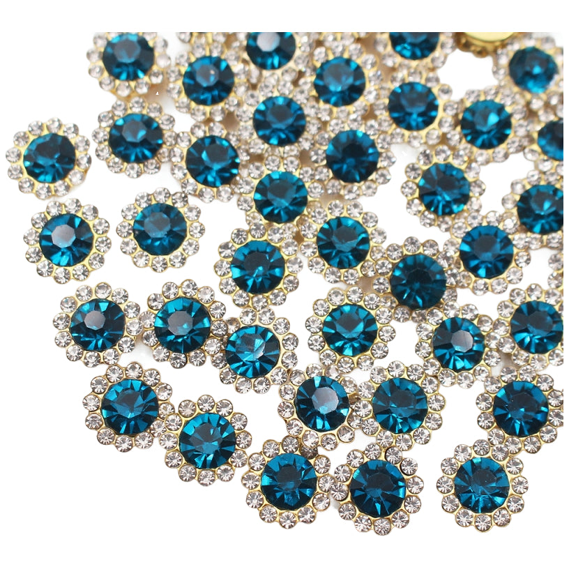 12mm Sew On Crystal Rhinestones with Metal Claw Base for Clothes, Shoes, and Crafts, Pack of 100