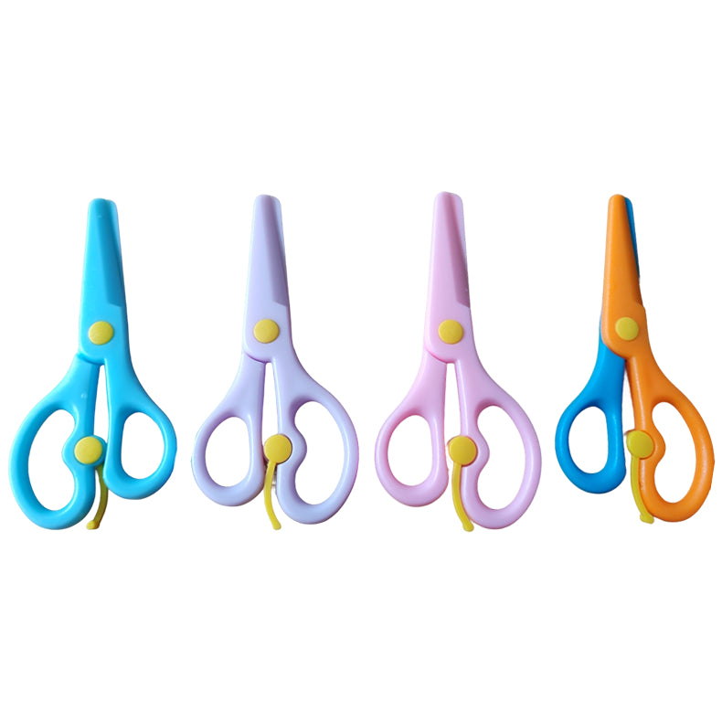 Kids Safety Scissors Blunt Tip Preschool Training Scissors for Toddlers and Craft Activities, Pack of 4