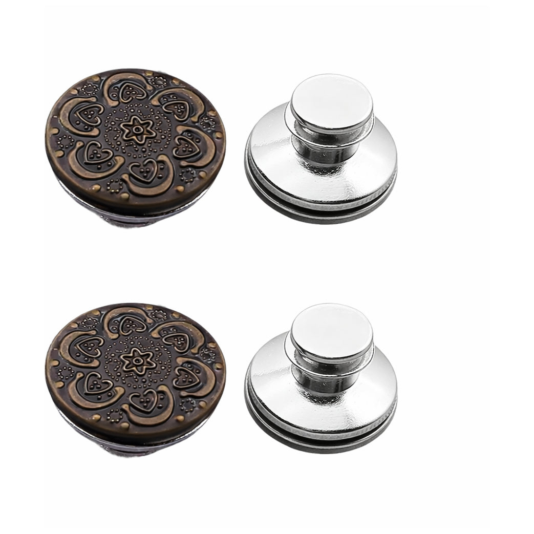 Adjustable Pant Waist Tightener No Sew Jean Button Pins Detachable Buttons for Loose Jeans, Set of 4
