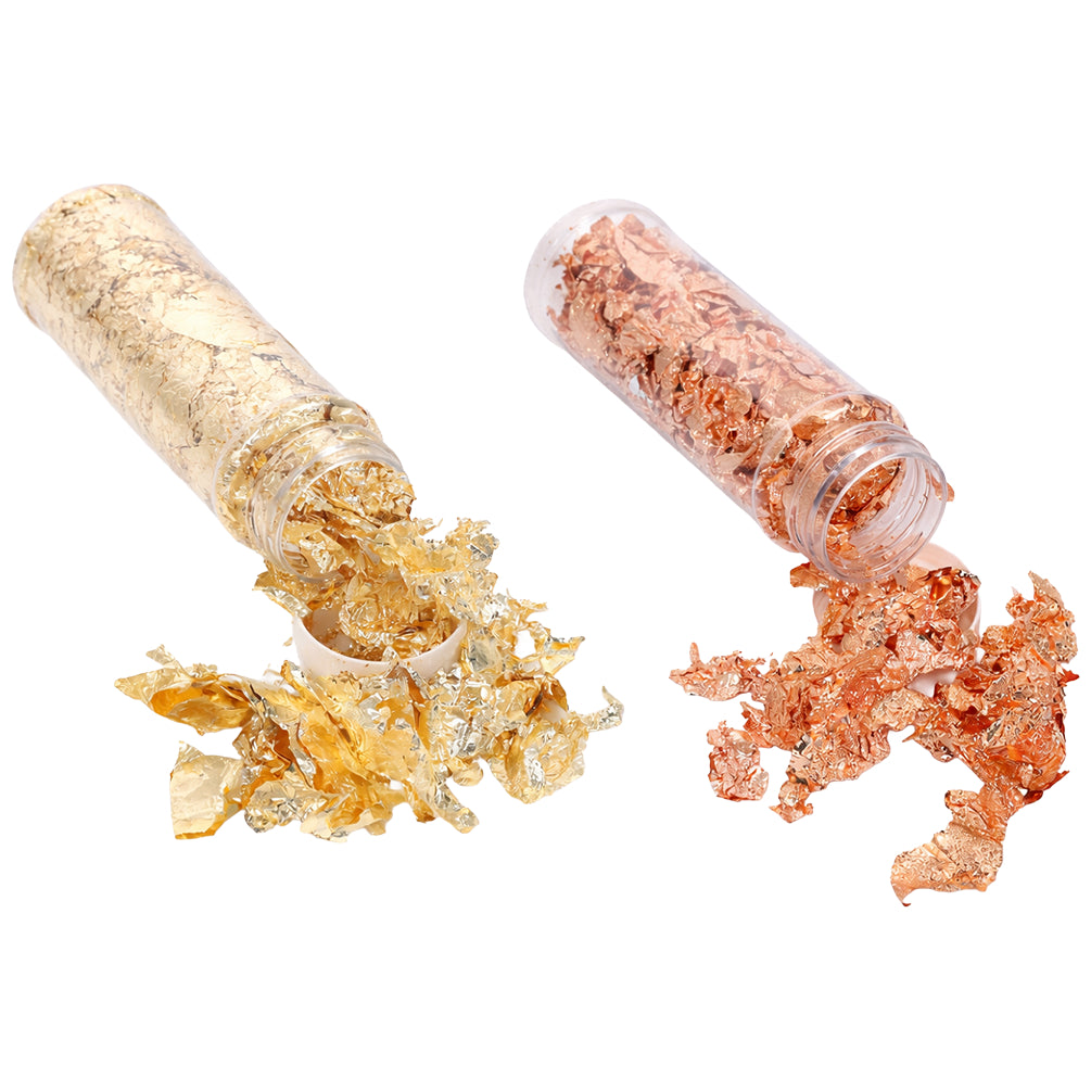 Metallic Foil Flakes with Tweezers for Resin Nail Art Painting Jewelry Making and DIY Crafts
