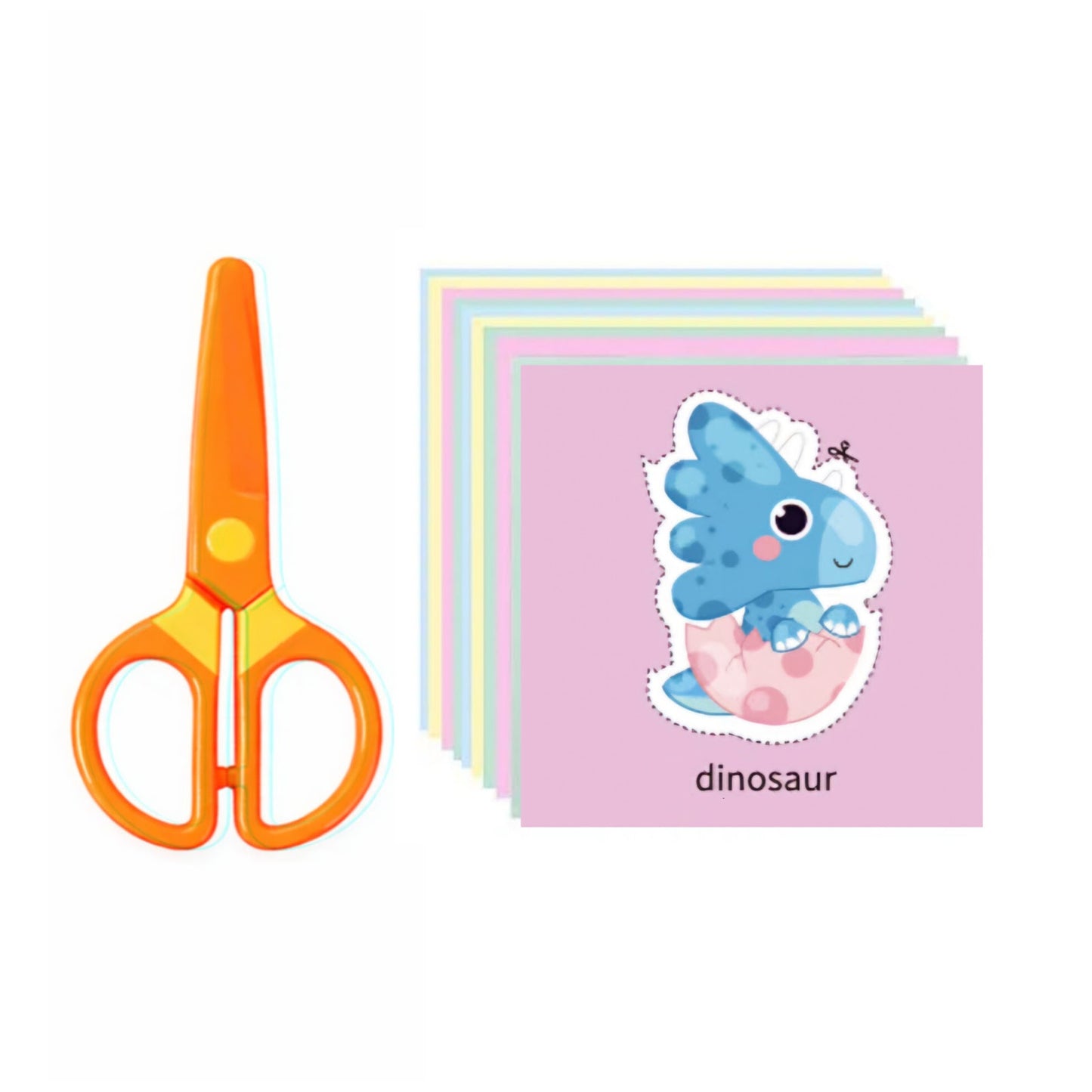Toddler Safety Scissors Kit with 60 Sheets Craft Paper Blunt Tip Training Scissors for Kids Ages 2 to 5