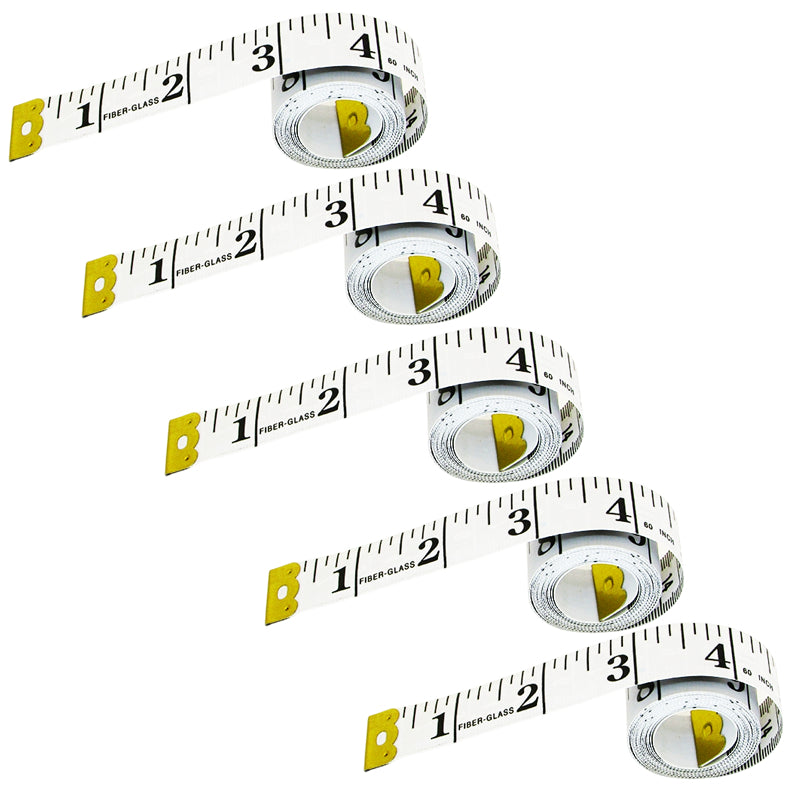 60-Inch Soft Measuring Tape Double-Sided Tailor Ruler for Sewing, Body, and Craft Use, Pack of 5