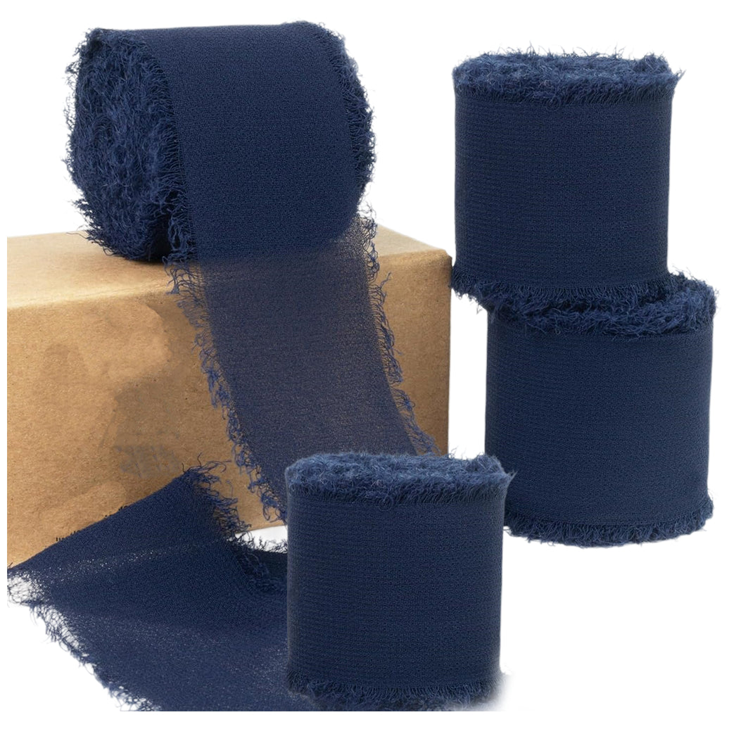 Chiffon Ribbon Rolls 1.5 Inch 5.5 Yards for Gift Wrapping Weddings Parties Floral DIY Crafts, Pack of 4