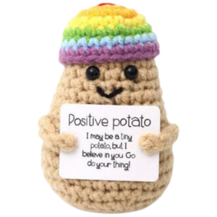 Potato With Colorful Hat Handmade Crochet Doll - Lovely Gift with Different Cards for Emotional Support & Positivity