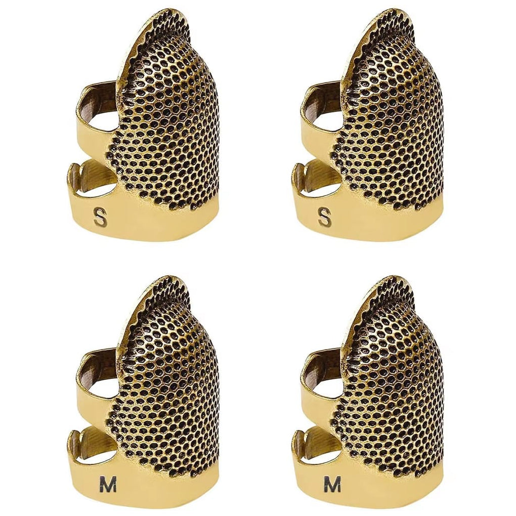 Adjustable Metal Sewing Thimbles Finger Protectors for Quilting Needlework Crafts Small Medium, Pack of 4