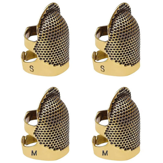 Adjustable Metal Sewing Thimbles Finger Protectors for Quilting Needlework Crafts Small Medium, Pack of 4