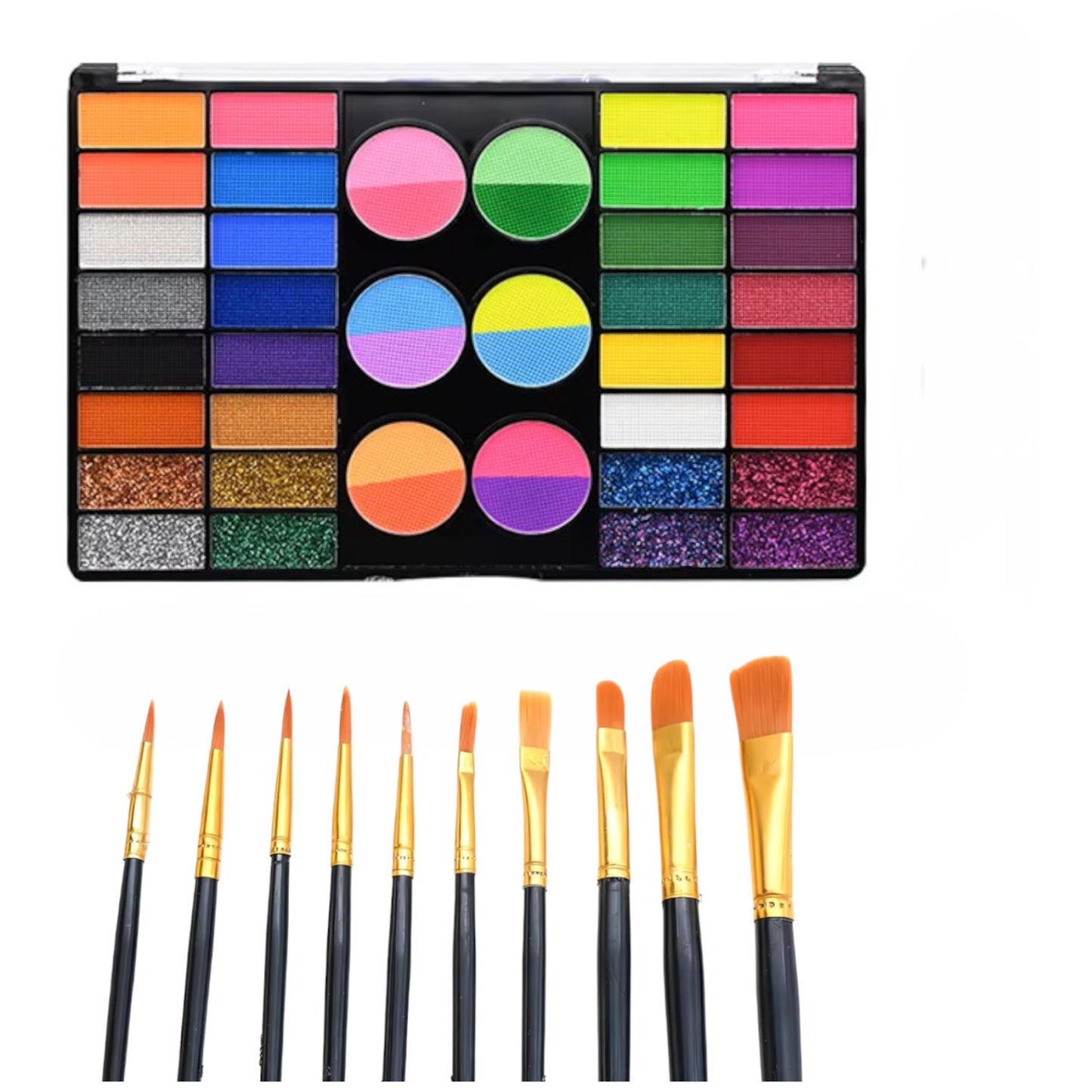 Color Face and Body Paint Kit with Artist Brushes for Halloween Cosplay and Party Makeup