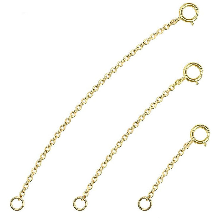 925 Sterling Silver Necklace Extenders for Women Bracelets Anklets Jewelry Making, Pack of 3