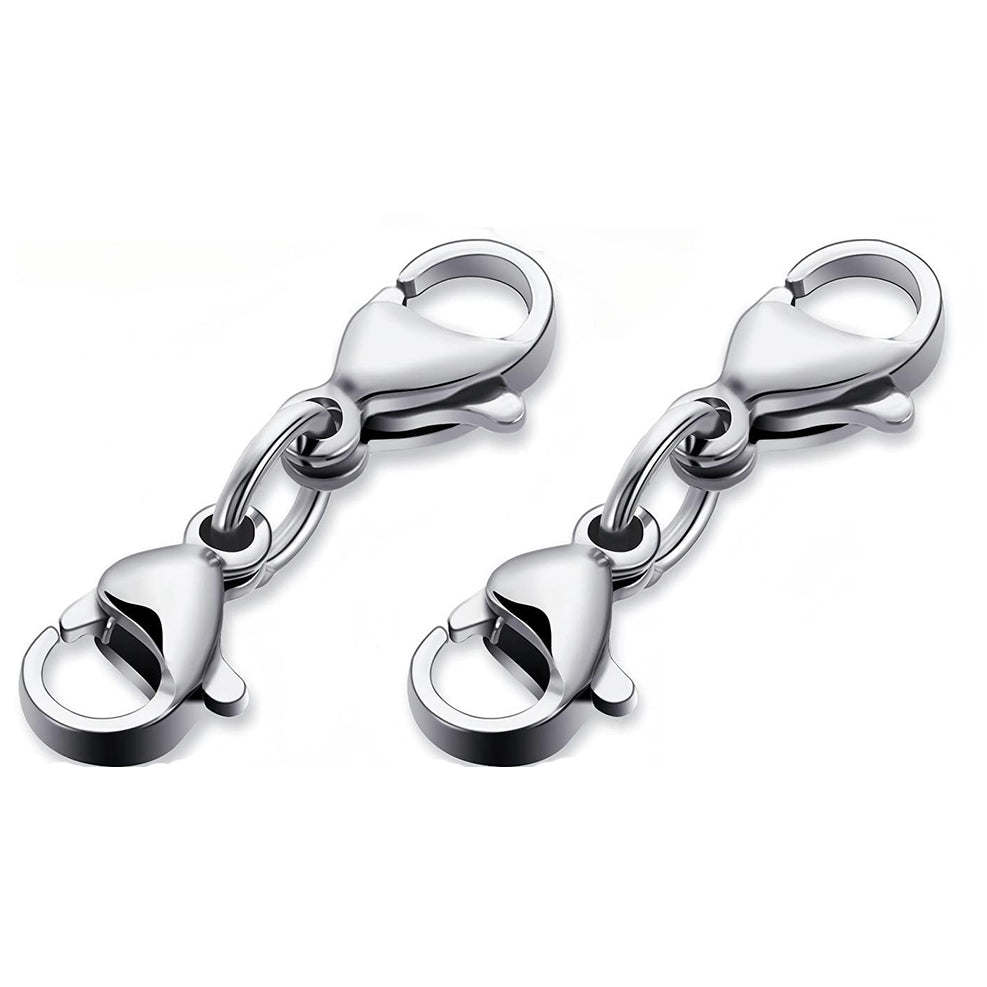 Double Lobster Claw Silver Necklace Extender Double End Bracelet Connector Alloy Jewelry Making Clasps