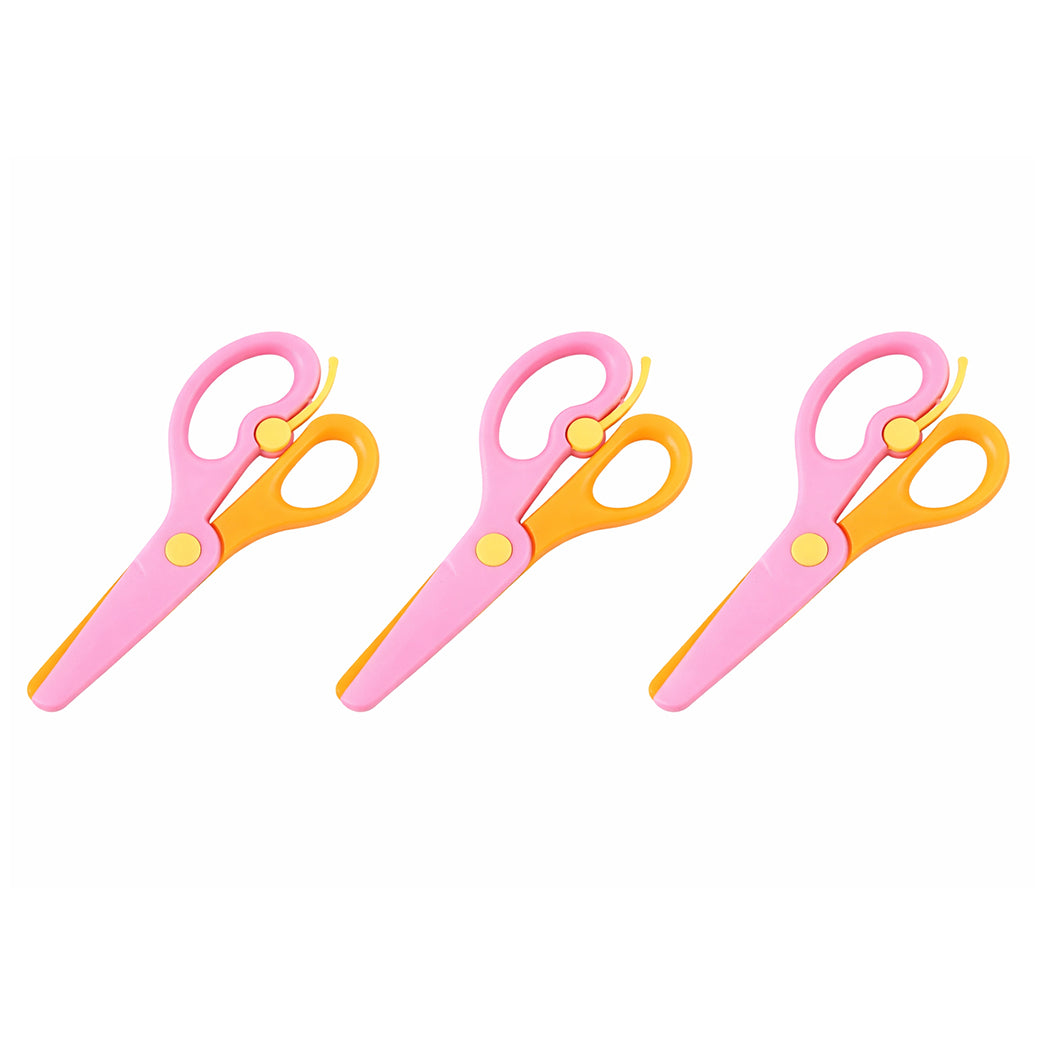 Kids Training Scissors Safety Scissors with Lever for Preschool Crafts and School Use, Pack of 3