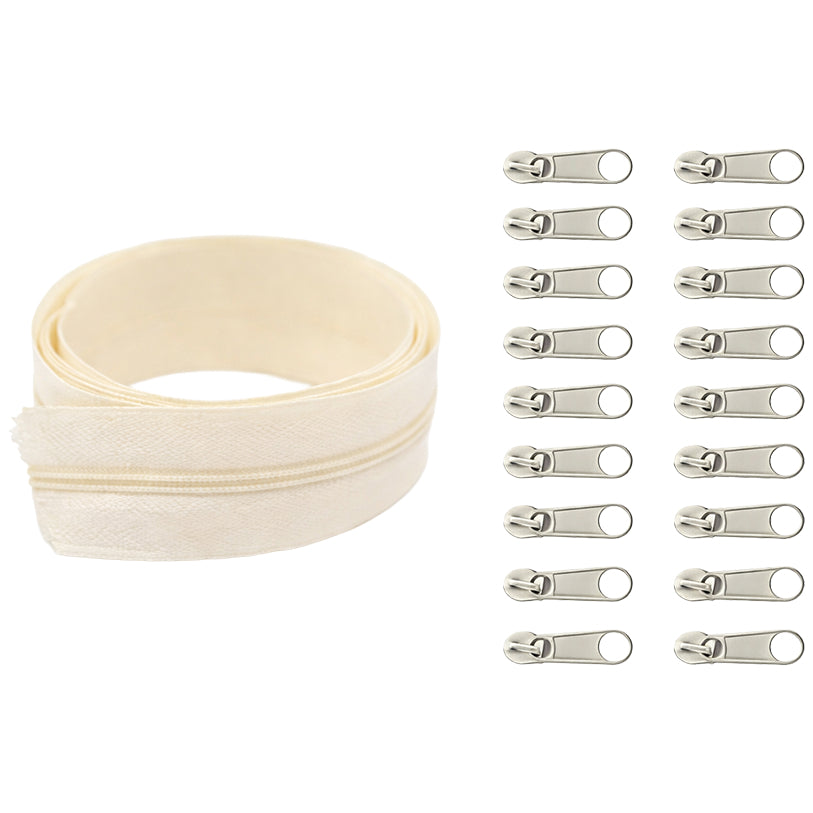 Nylon Coil Zipper 10 Yards with 20 Sliders for DIY Sewing Bags Garments and Crafts