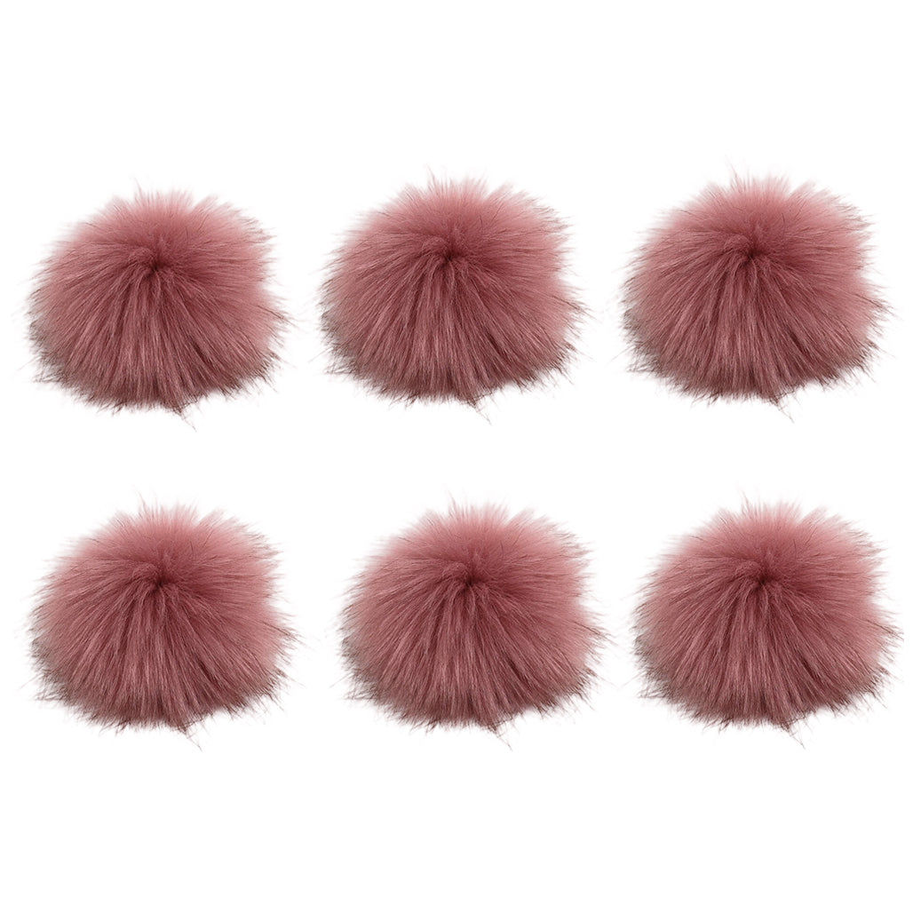Faux Fox Fur Pom Poms 10 cm Furry Balls with Elastic Loops for Hats and Crafts, Pack of 6