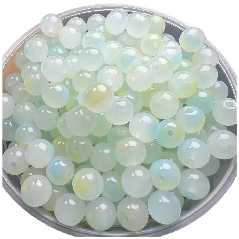 8mm Glass Beads for Bracelet Design and DIY Jewelry Craft Projects, Pack of 100