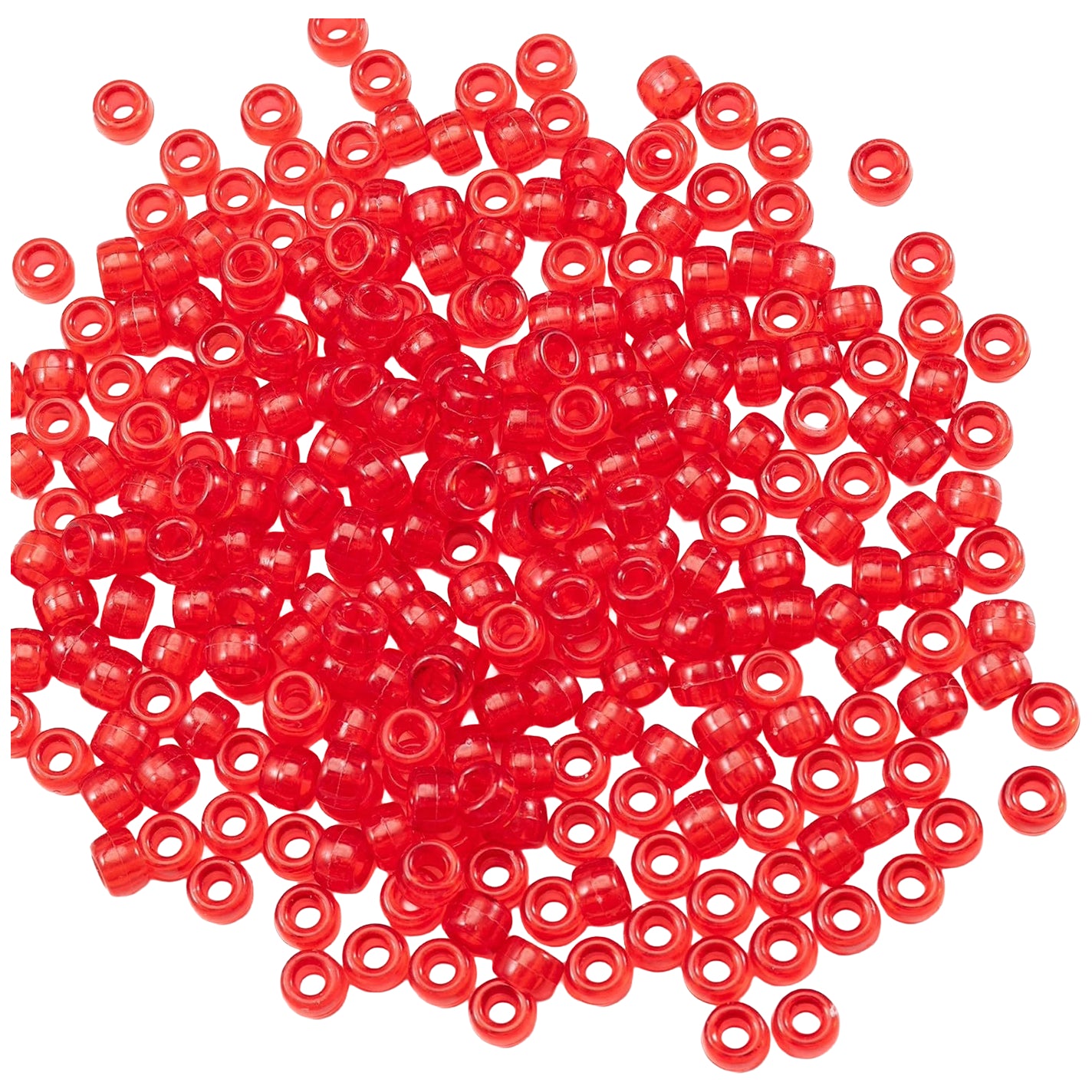 Plastic Pony Beads 6x9mm for Hair Braiding Bracelets Keychains and DIY Crafts, Pack of 300