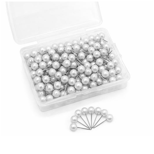17mm Pearl Head Push Pins Decorative Thumb Tacks Round Short Pearl Pins for Crafts Wedding and Floral Arrangements, Pack of 200