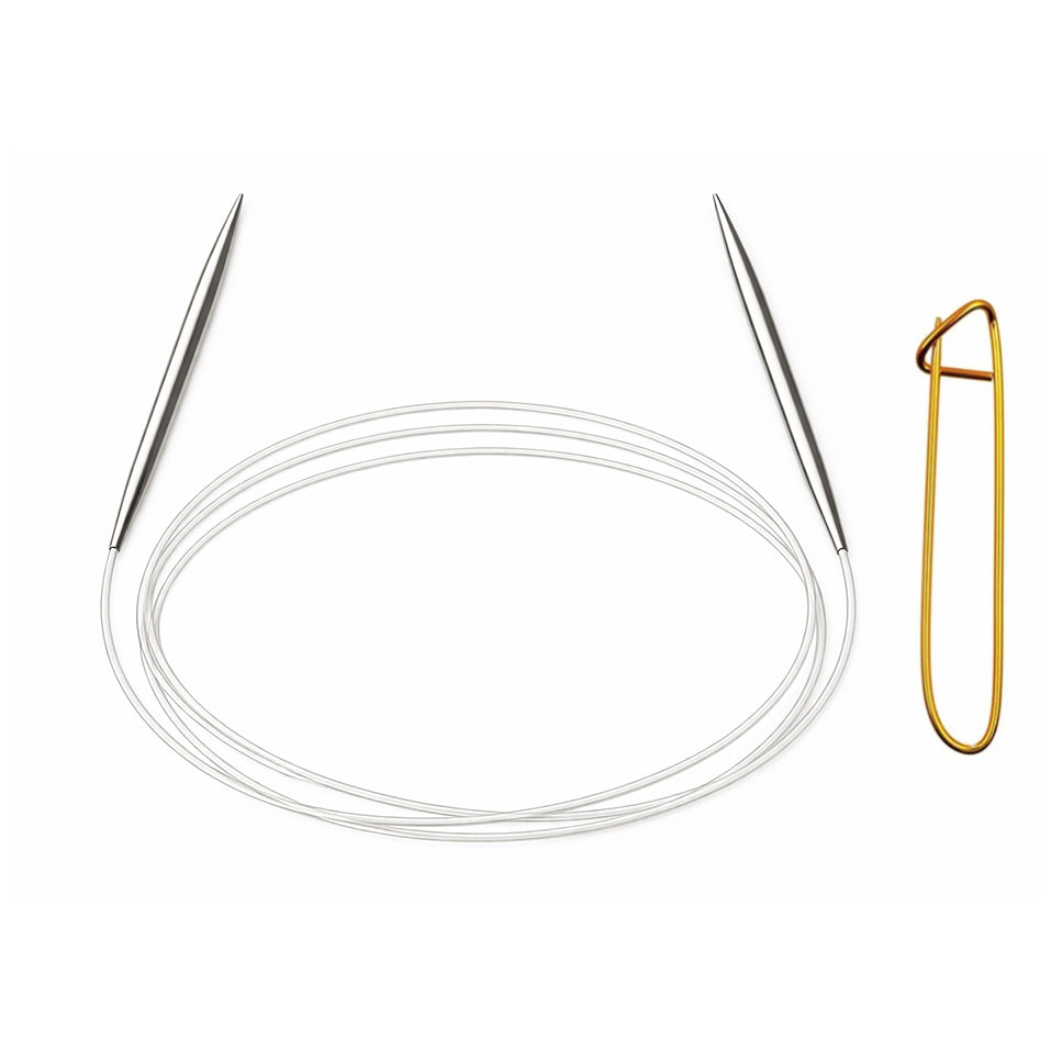 Stainless Steel Circular Knitting Needles with Stitch Holder for Hats Sleeves Scarves Baby Sweaters and Small Projects