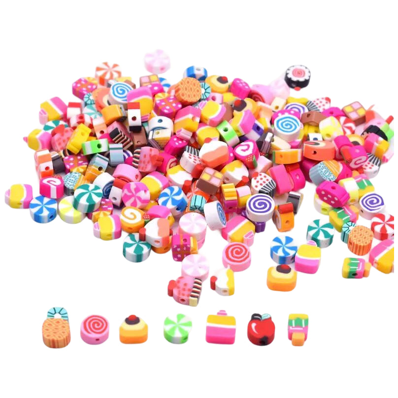 Mouse Head Polymer Clay Beads 10mm Mixed Spacer Beads for DIY Jewelry Making, Pack of 100
