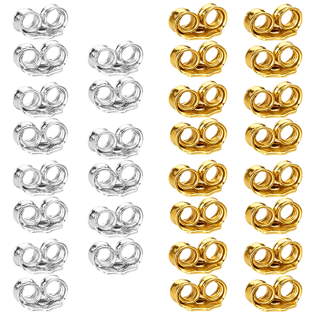 Secure Locking Earring Backs Replacement for Stud Earrings and Posts, 15 Pairs