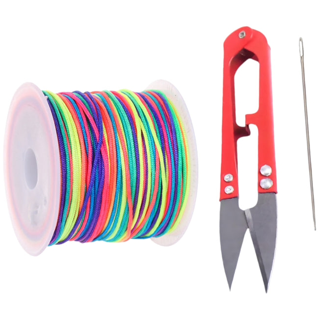 50 Yards Each Roll Nylon Core Spun Elastic Cord With Needle and Scissors for Jewelry Making and Crafts