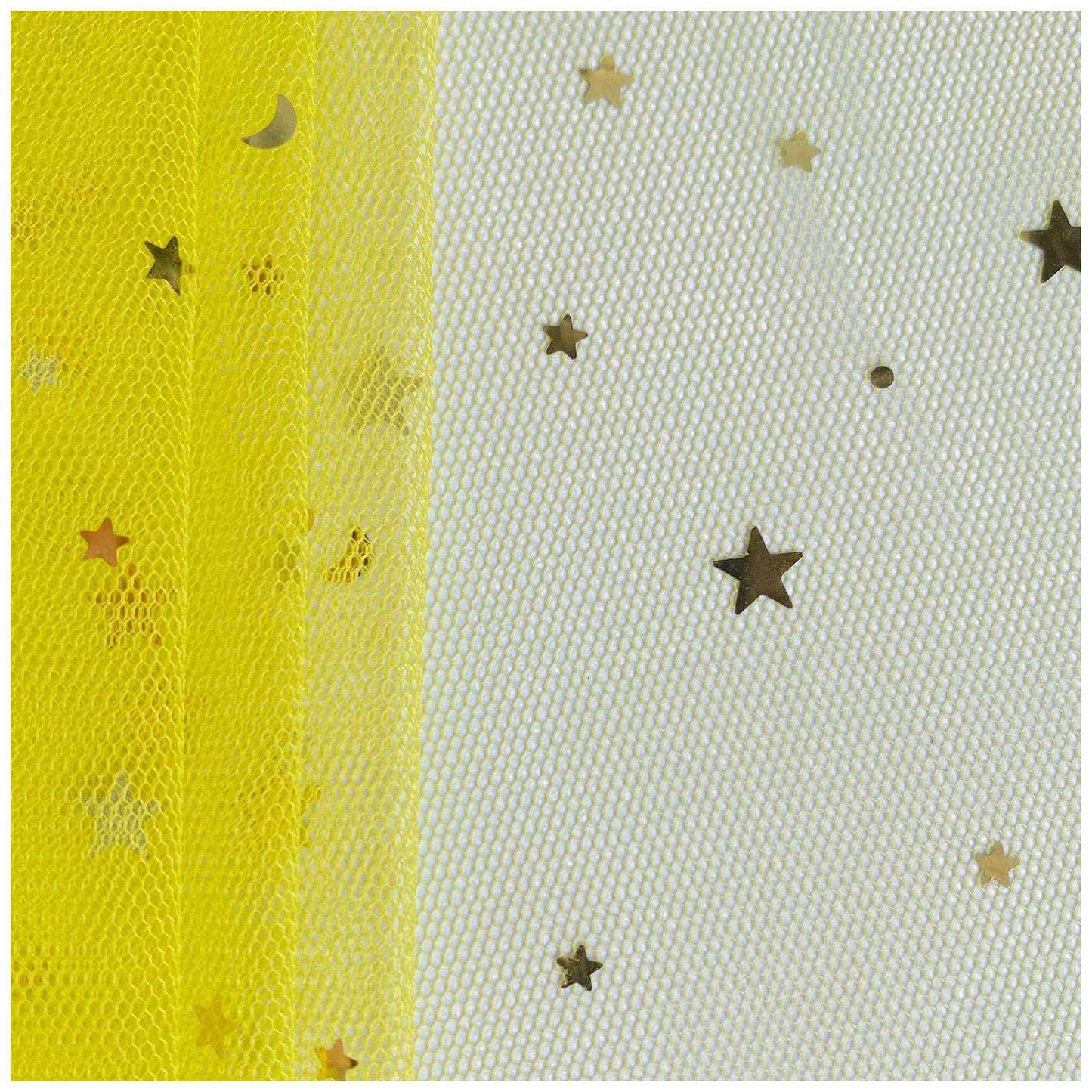 Glitter Tulle Fabric Roll With Star Moon Sequins for Tutu, Bridal Veil, Wedding Decor