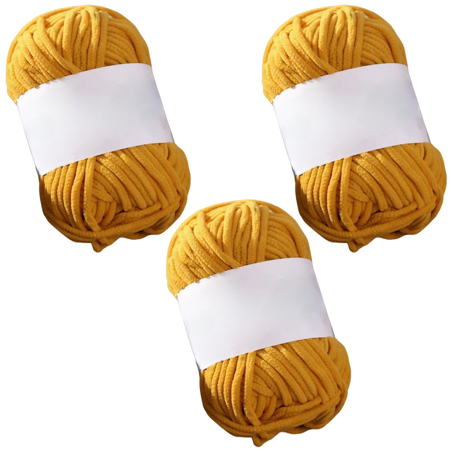 Soft Chenille Velvet Yarn for Crocheting Knitting Weaving Blankets and DIY Craft Projects 50 Grams/1.76oz 93 yards, Pack of 3