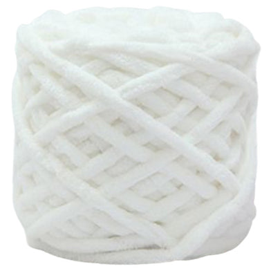 Pure White Super Bulky Chenille Yarn for Knitting/Crochet, #6 Weight (55 Yards)