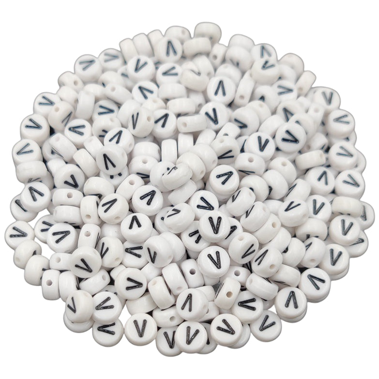 White Round Acrylic Alphabet Letter Beads for Bracelet and Jewelry Making 4x7mm, Pack of 300