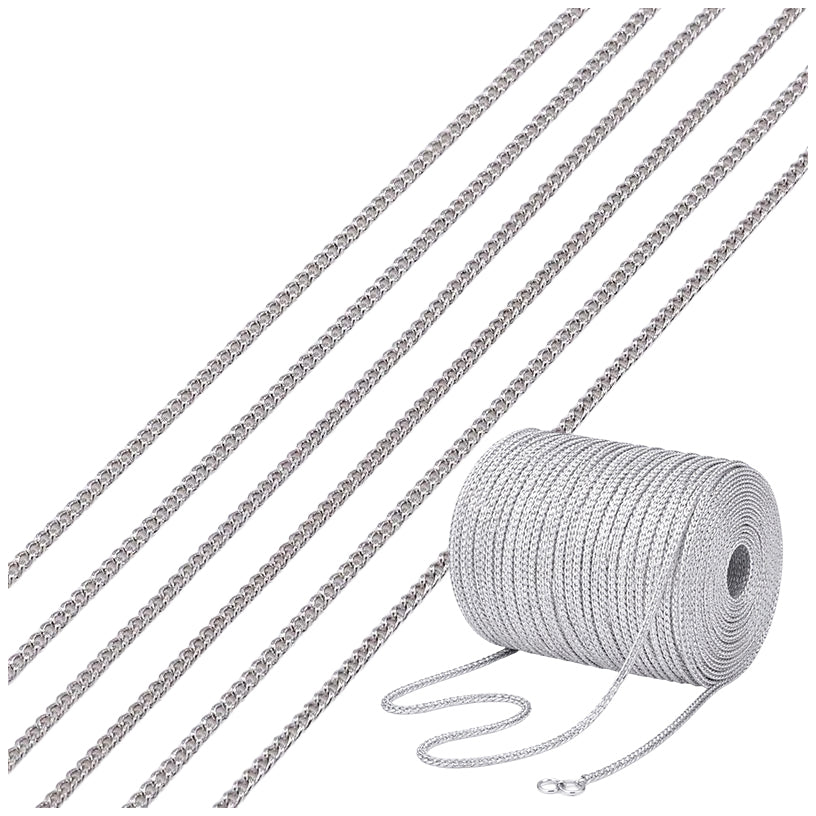 16.4 Feet Permanent Cable Chain Necklace with Small Soldered Links for Permanent Jewelry and DIY Jewelry Making