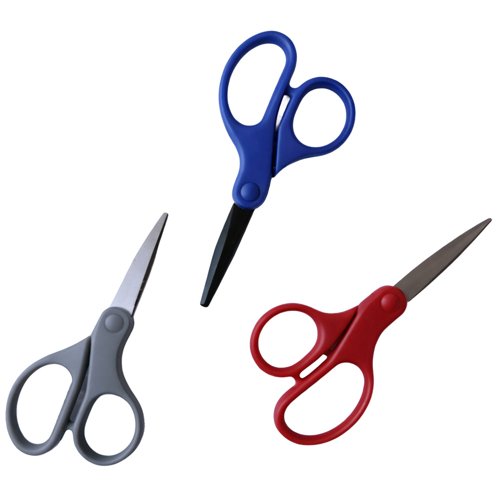 Pointed Tip Scissors 5 Inch 3 Pack for Kids School Crafts DIY Cutting and Classroom Use