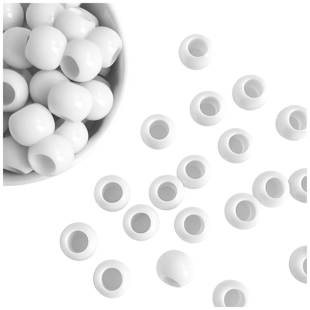 Large Hole Pony Beads Acrylic Hair Beads for Braids, Jewelry Making and DIY Craft Projects, Pack of 200